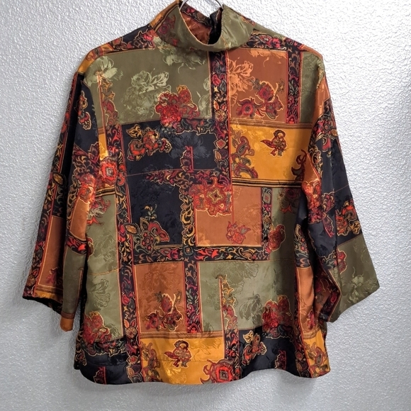 Vintage Marie Michael's Blouse With An Asian Influence Size 14 - Picture 9 of 11